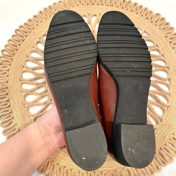 Salvatore Ferragamo Vintage Larix Tan Black Pebble Leather Cap Toe Heels Size 5B - Picture 10 of 14